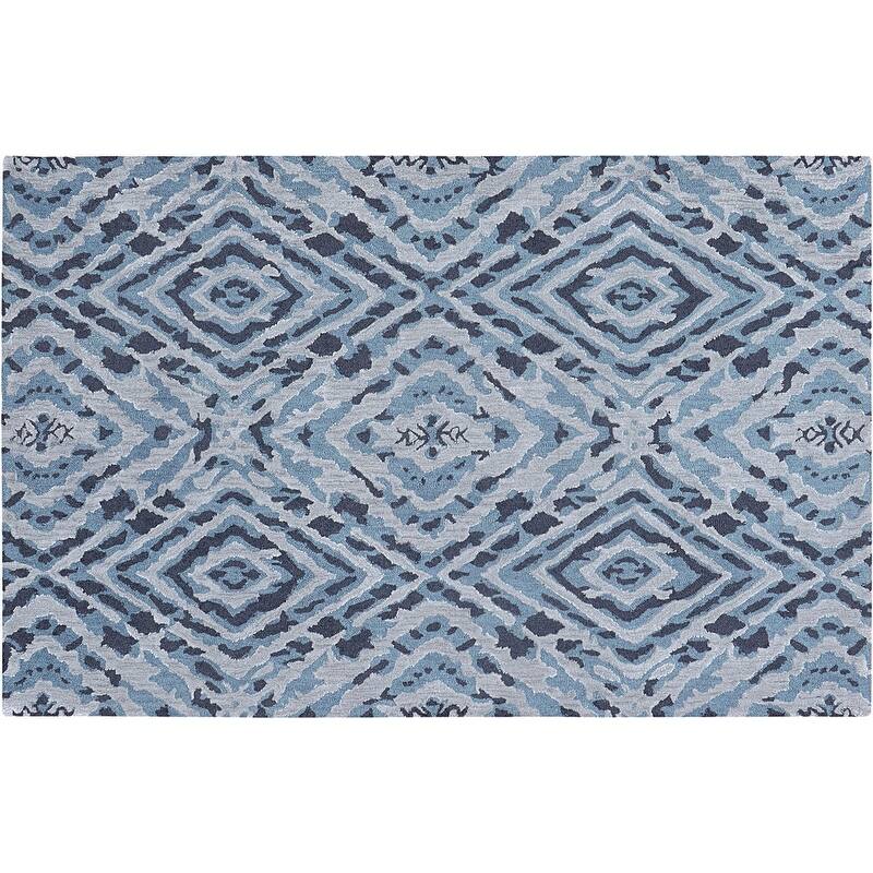 Handmade Emeralda Collection Blue/Gray Wool and Viscose Area Rug - 5'x8'