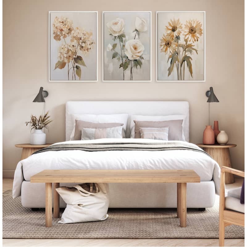 Kate and Laurel Sylvie Beaded Soft Hydrangeas Framed Canvas