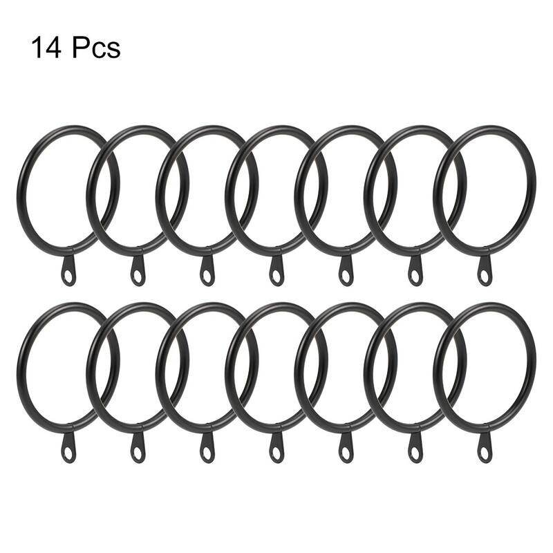 Curtain Rings, Metal Drapery Ring for Curtain Rods 14 Pcs - Black - 45mm