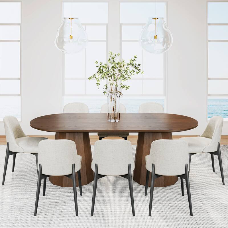 86" Double Pedestal Solid Wood Dining Table