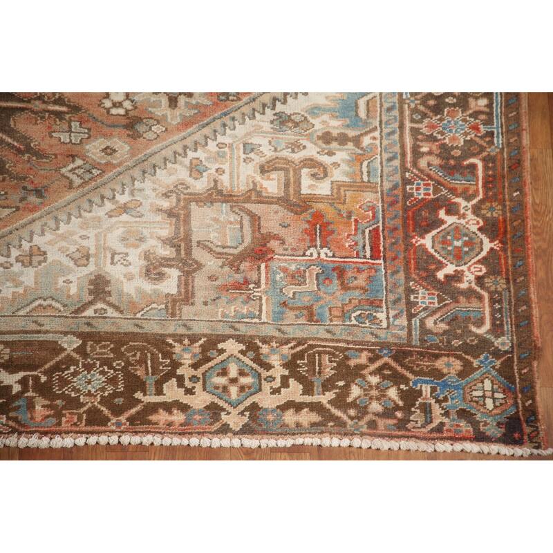 Hand Knotted Oriental 100% Wool Carpet Traditional Medallion Oranges & Rust Heriz Area Rug - 10' 8'' X 8' 4''