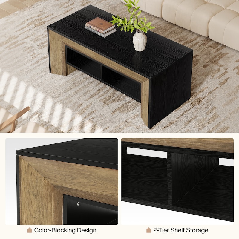 47.2" Rectangular Coffee Table, Modern Wood Center Table