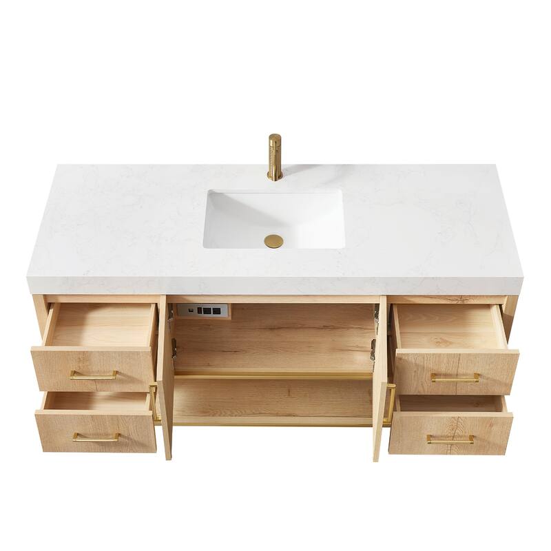 Kolkata Bathroom Vanity in Weathered Oak without Mirror