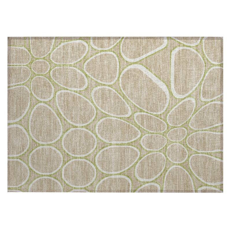 Machine Washable Indoor/ Outdoor Modern Bubbles Chantille Rug