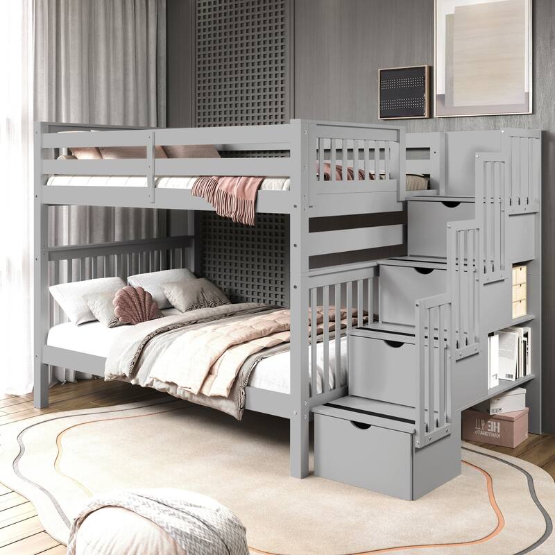 Taylor & Olive Trillium Full over Full Stairway Bunk Bed