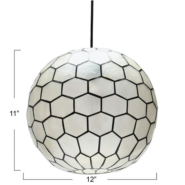 dimension image slide 5 of 9, Capiz Honeycomb Globe Pendant Light