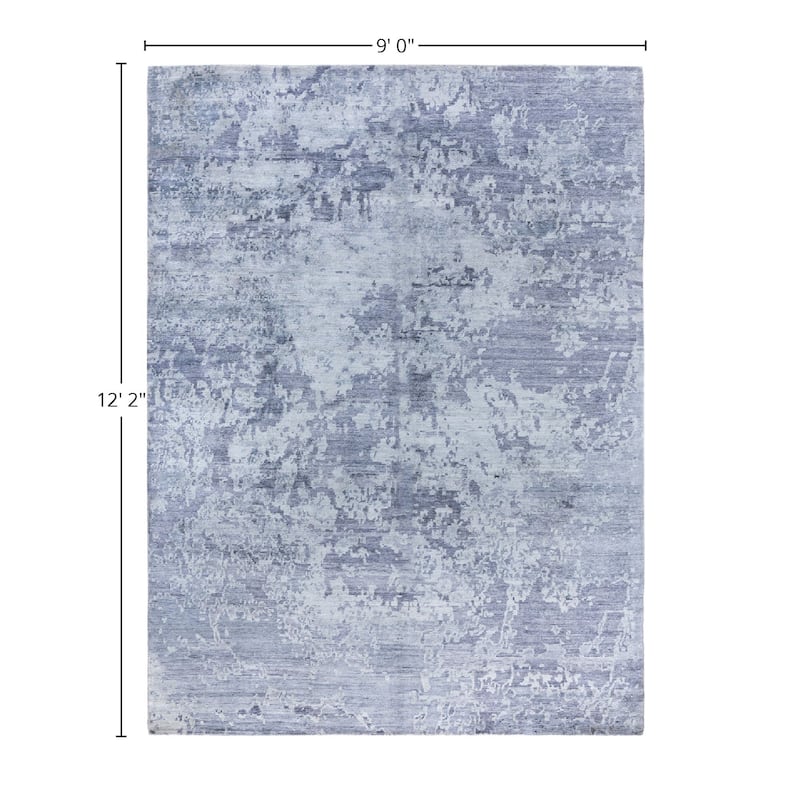 Modern One-of-a-Kind Hand-Knotted Area Rug, Blue - 9' 0" x 12' 2"
