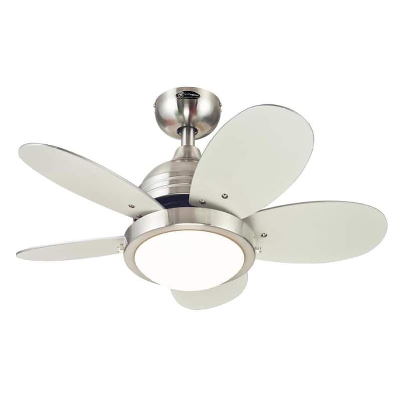 Westinghouse Lighting Roundabout 30-Inch 5-Blade Indoor Ceiling Fan with Dimmable LED Light and Opal Frosted Glass