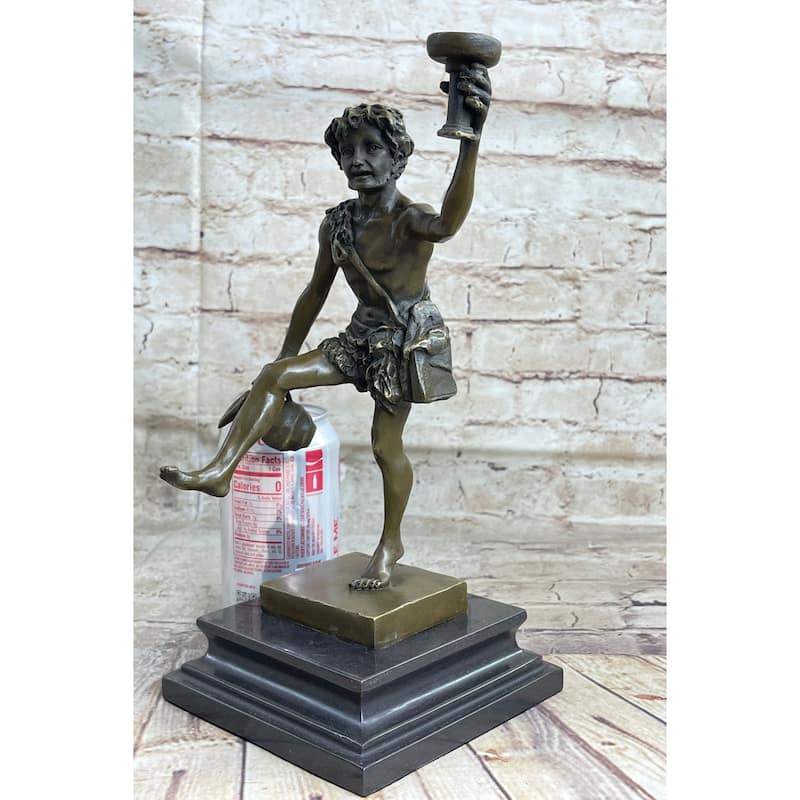 Greek Roman God Of Wine Dionysus Bacchus Bronze Sculpture Statue On Marble Base