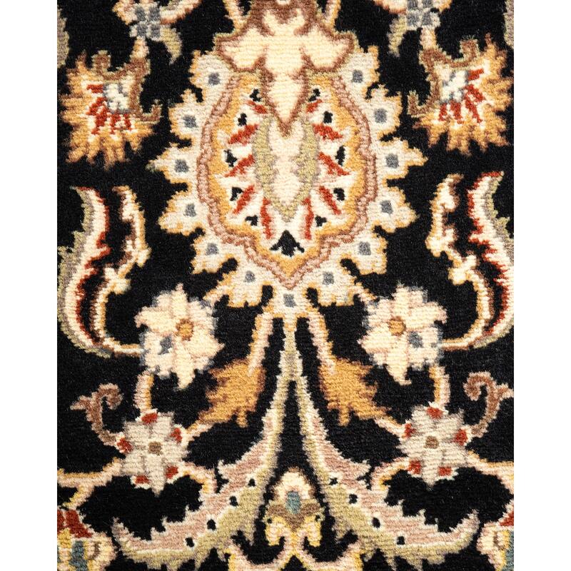 Overton Hand Knotted Wool Traditional Oriental Black Area Rug - 6' x 9'