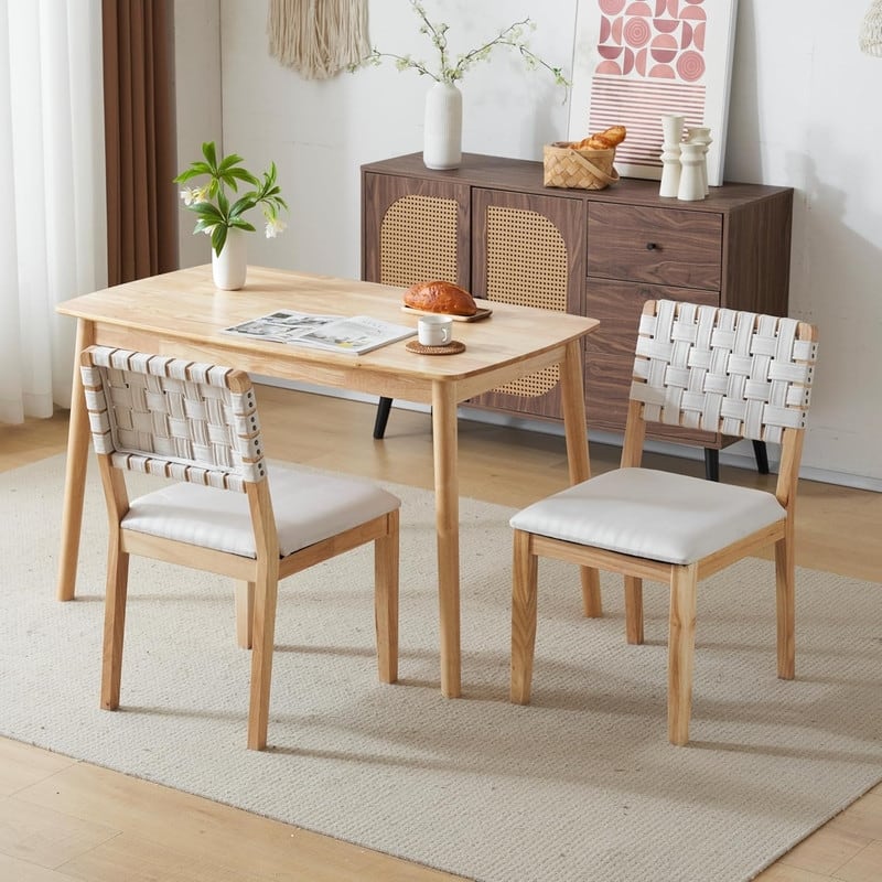 Mid Century Modern Wooden Dining Chairs Set of 2