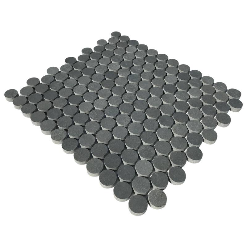 Vulcan Black Penny Round Honed Mosaic Tile - 5 Sheets (4.75 sf) - Black