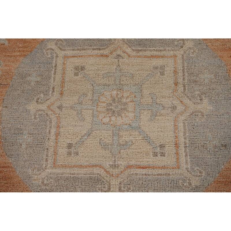 Orange Oushak Turkish Large Rug Hand-Knotted Oriental Wool Carpet - 12'2"x 14'10"