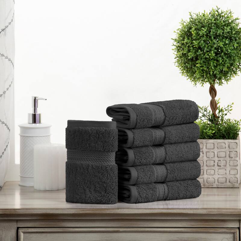 Superior Marche Egyptian Cotton 6 Piece Face Towel Set - Charcoal