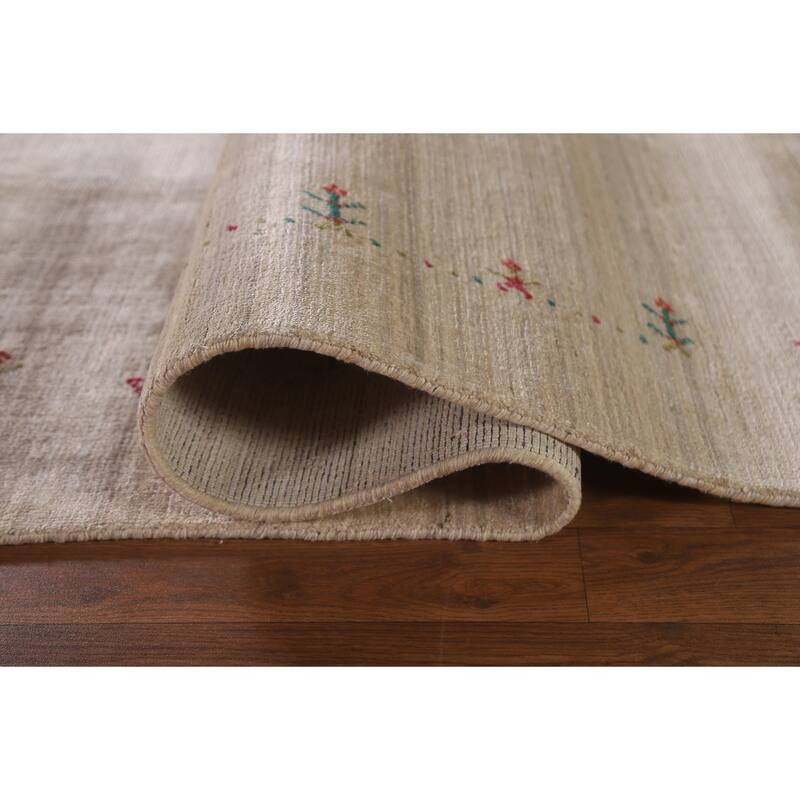 Tribal Gabbeh Indian Area Rug Hand-Knotted Wool Carpet - 8'1"x 9'10"