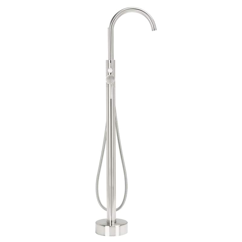 SAFAVIEH Avie Single Handle Above Ground Floor Mount Nickel Shower System - 43 In. W x 9 In. D x 6 In. H - 43Wx9Dx6H