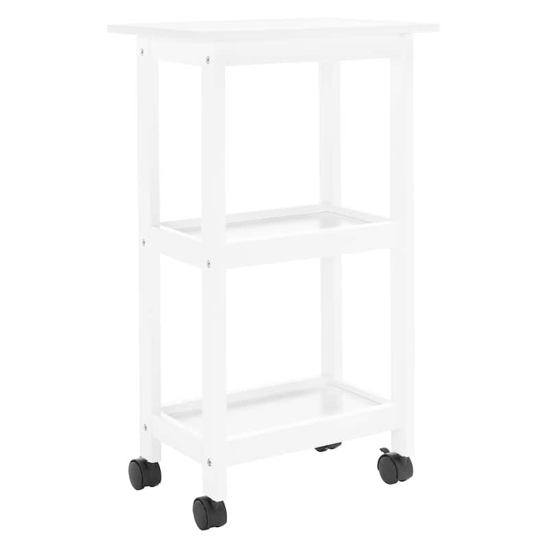 SAFAVIEH Bevin 2-Shelf Kitchen Bar Cart with Wheels - 20" W x 12" L x 33" H