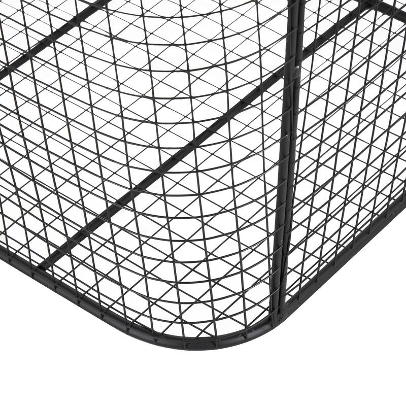 Gold Metal Wire Grid Storage Basket with Curved Edges Ring Handles