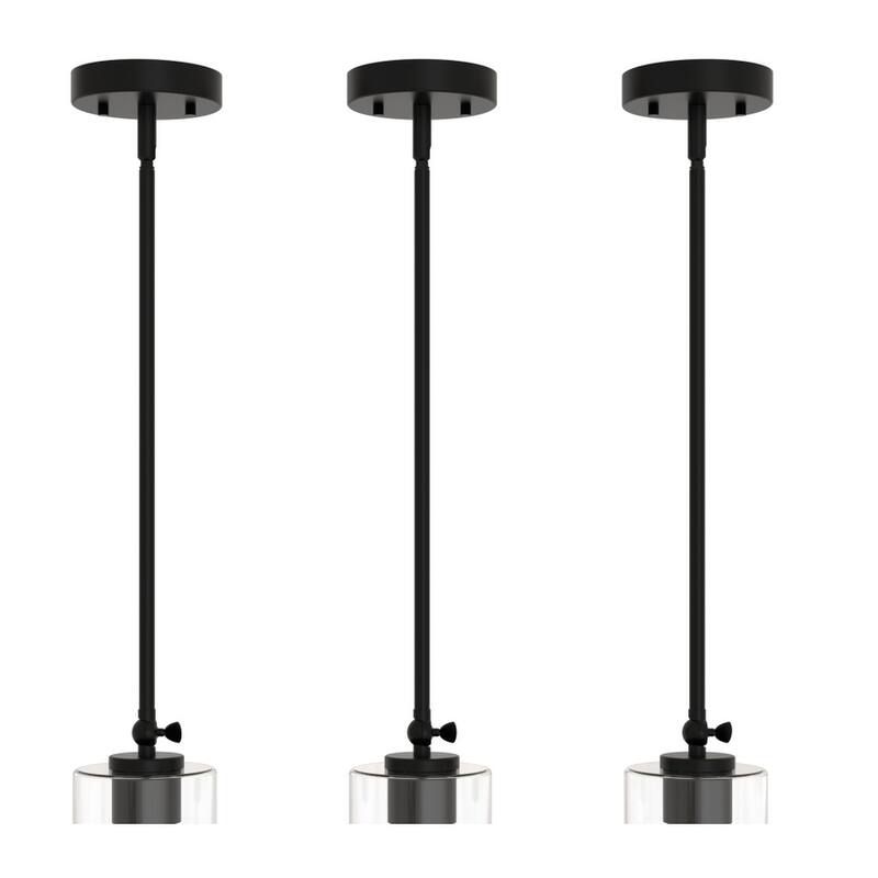 YANSUN 3 Pcs Black Light Accessories Rod for Pendant Semi-Flush Mount Ceiling Light, E26 No Light Source and Shade Included - 18 * 18 * 17.5 - Black
