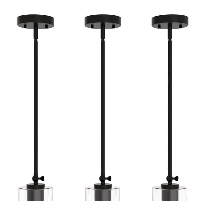 YANSUN 3 Pcs Black Light Accessories Rod for Pendant Semi-Flush Mount Ceiling Light, E26 No Light Source and Shade Included