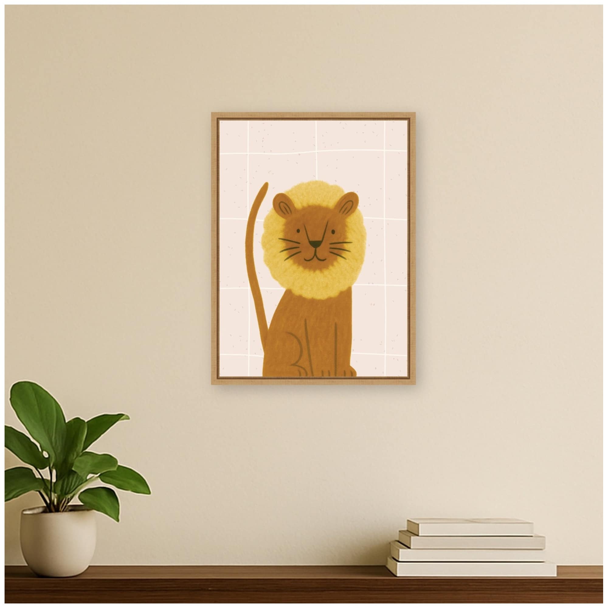Kate and Laurel Lion by Laura Moss Framed Canvas Wall Art Print