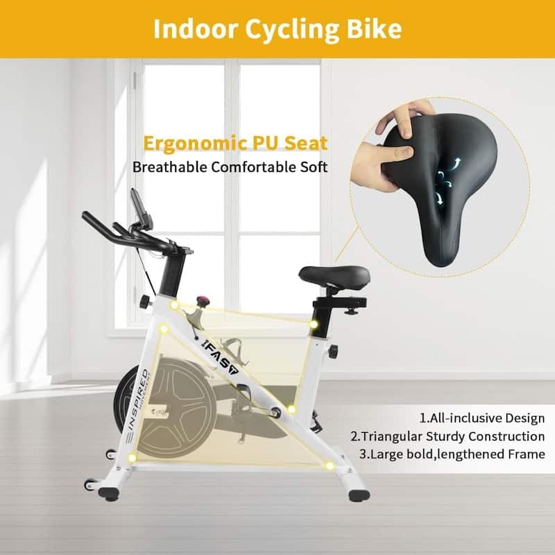 Stationary Bikes for Home Spin Indoor Exercise Bike with LCD Monitor and Comfortable Seat Cushion