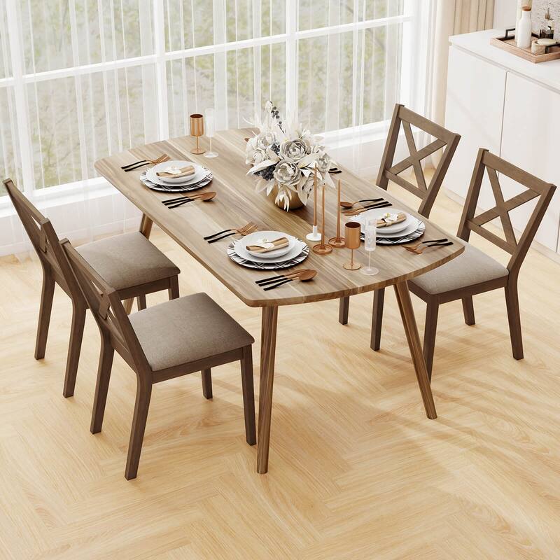 Costway Dining Chair Set of 2/4 Upholstered Seat & Breathable X-shaped