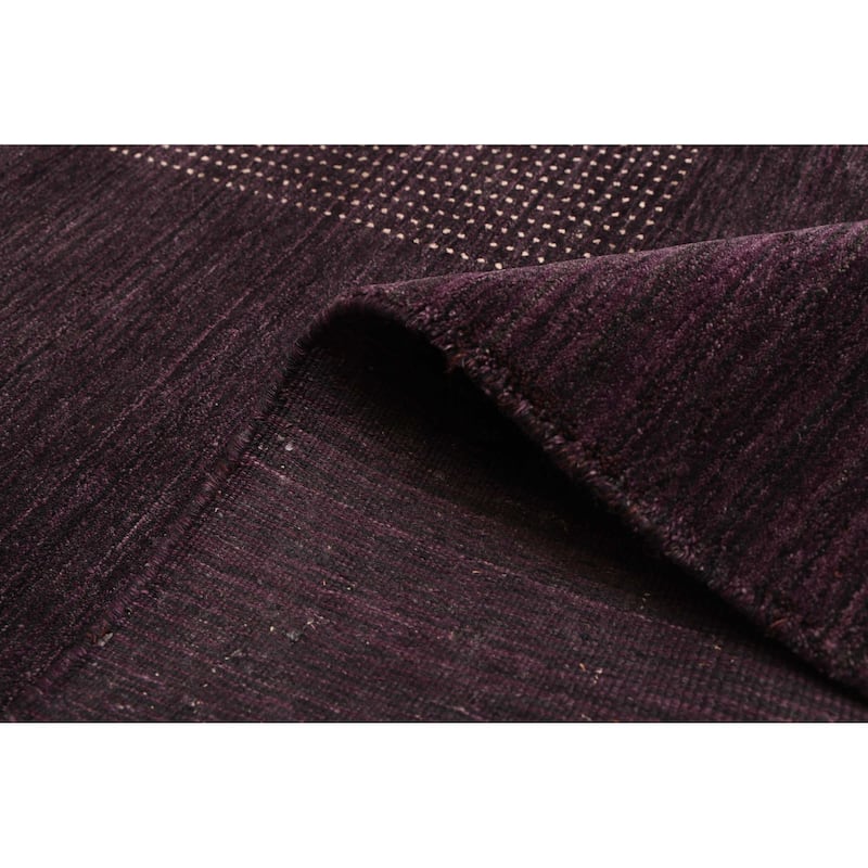 ECARPETGALLERY Hand Loomed Indo Gabbeh Dark Purple Wool Rug - 5'7 x 7'10