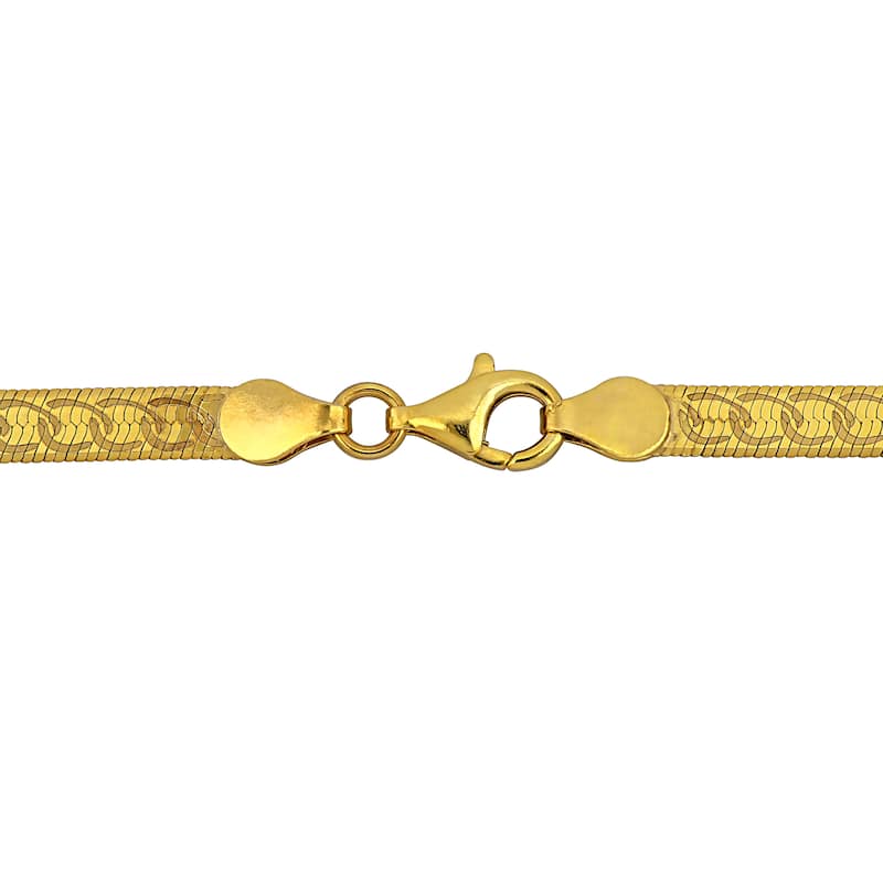 Miadora 4.5mm Fancy Herringbone Necklace in Yellow Plated Sterling Silver
