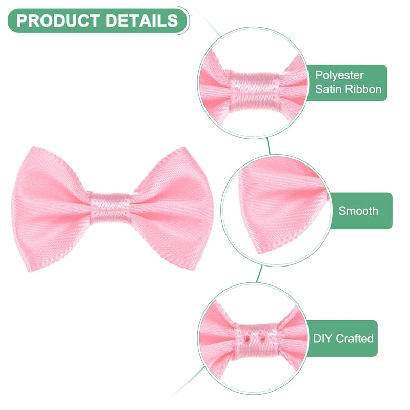 60-Pack Mini Craft Ribbon Bow 1.5x1 Inch for Craft DIY - Peach Pink