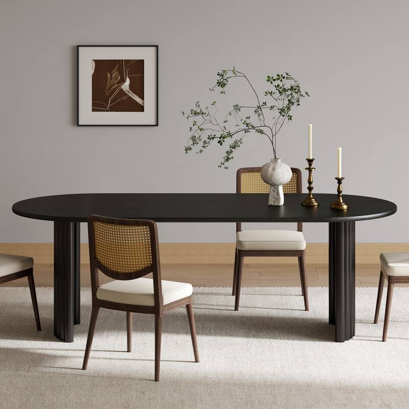 Dovelina 30"H Oval Wood Double Pedestal Dining Table Seats 6