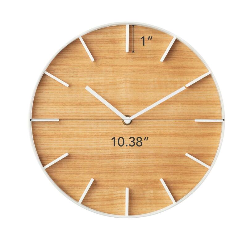 Yamazaki Home Wall Clock, Steel & Wood - L 1.65 x W 10.43 x H 10.43 inches