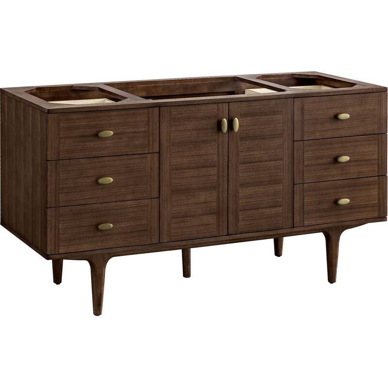 James Martin Vanities 670-V60S Amberly 60" Free Standing or Wall - Mid-Century Walnut - Walnut Finish