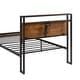 preview thumbnail 6 of 8, Twin Size Metal Platform Bed Frame with Wooden Headboard and Footboard ,Includes USB Charger