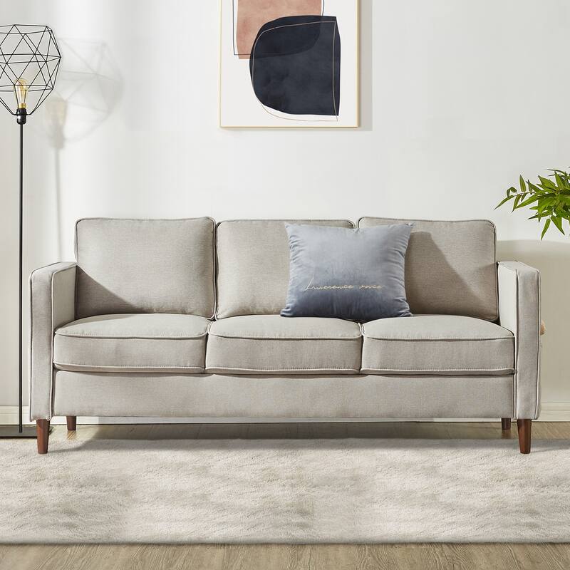 HANA Modern Linen Sofa w/ Arm Pockets by Crown Comfort