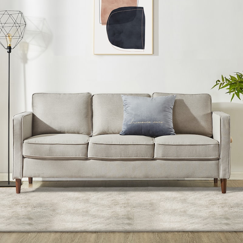 HANA Modern Linen Sofa w/ Arm Pockets by Crown Comfort