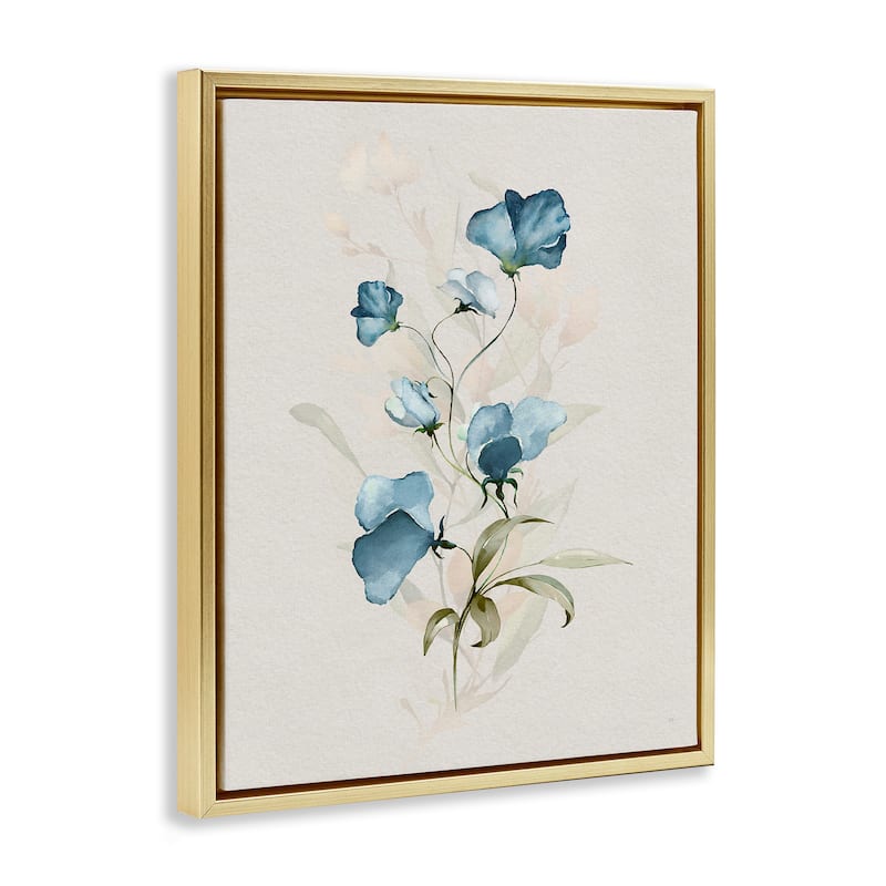 Stupell Blue Herb & Blossom Framed Floater Canvas Wall Art Design By Susan Jill