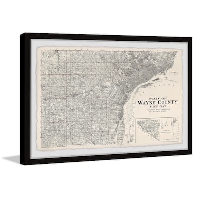 'Map of Wayne County, Michigan' Framed Painting Print