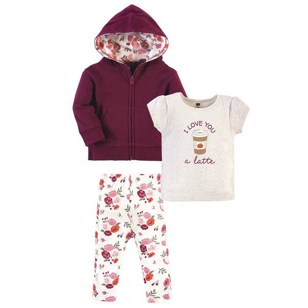 slide 1 of 1, Hudson Baby Toddler Girl Cotton Hoodie, Tee Top and Pant Set, Fall Floral Toddler 2T - Fall Floral Toddler