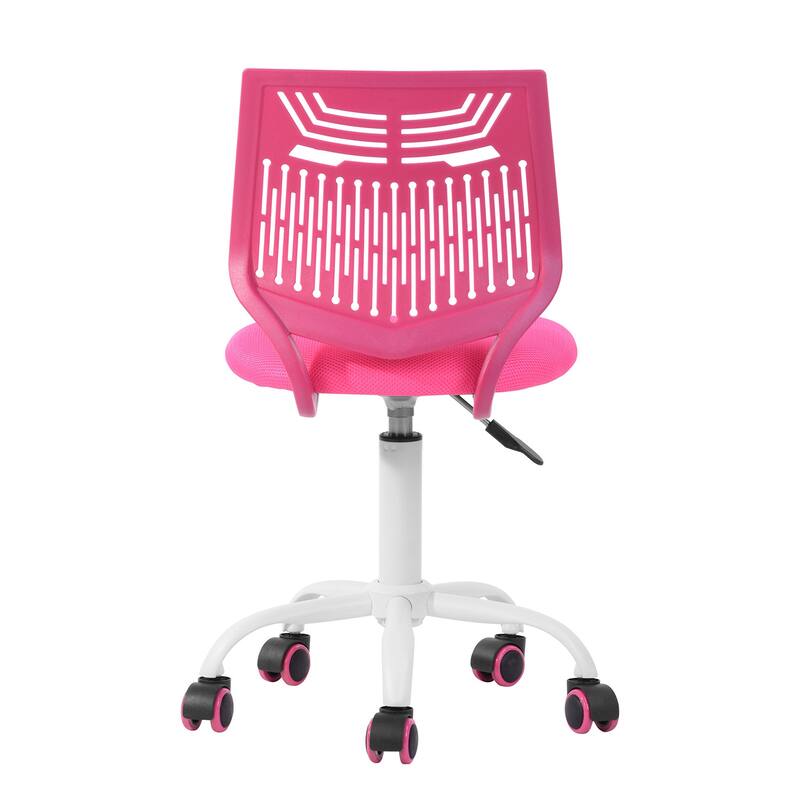 Fuchsia and White Adjustable Height Swivel Rolling Office Chair