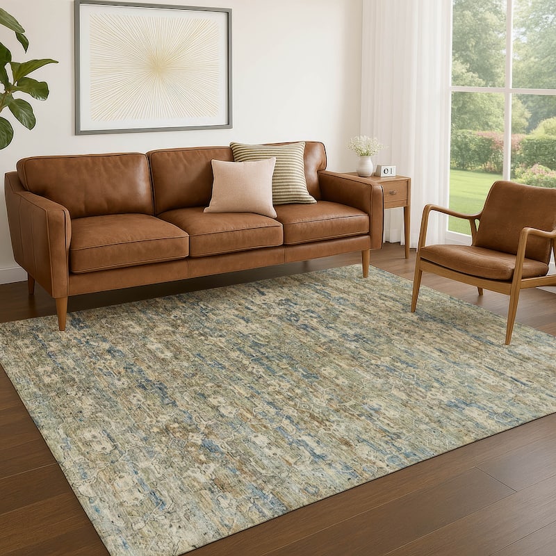 Machine Washable Indoor/ Outdoor Traditional Harmony Chantille Rug
