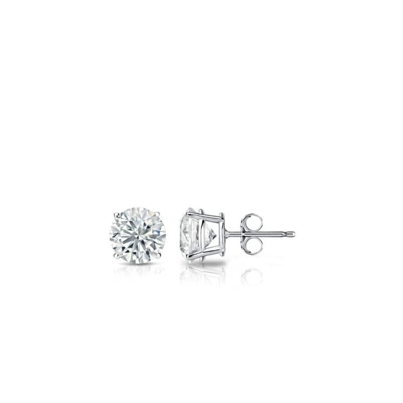 Auriya 14k Gold Lab Grown Round Diamond Stud Earrings 0.50 to 5.00 ct. tw. Push-Back (F-G VS) - White - 0.50 ct. tw.