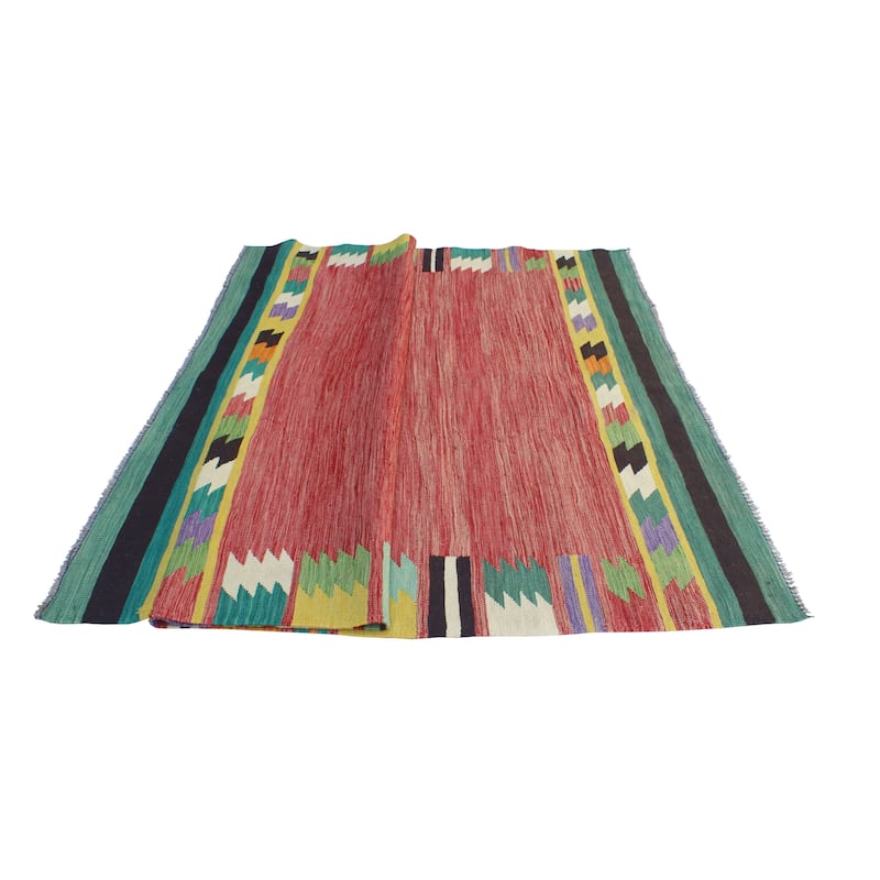 Modern Flatweave Conrad Red/Black Rug - 5'8" x 8'2"