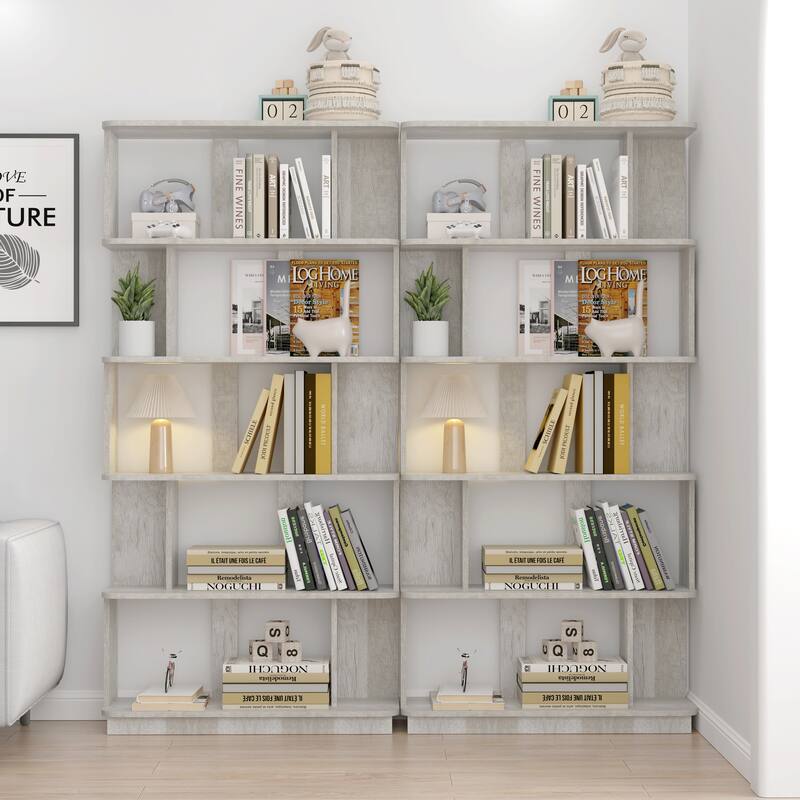 31.5"L X 64.56"H Free Combination Bookshelf Modern 5-Tier Open Storage Bookcase Mdf Wood Display Shelving, Media Storage Shelves