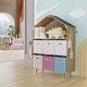 preview thumbnail 9 of 12, Fortune Candy House-Shaped Kids Storage Cabinet with Fabric Bins, Multi-Compartment Toy & Book Organizer, Vertical Design