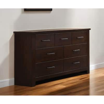 HomeRoots 55" Mahogany Seven Drawer Double Dresser