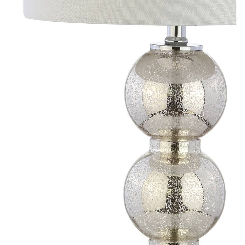 Ella 27" Glass Triple-Sphere LED Table Lamp, Mercury Silver/Chrome (Set of 2) by JONATHAN Y