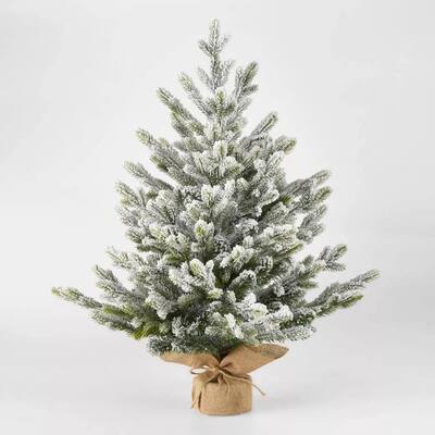 2.5ft Unlit Flocked Glittered Balsam Fir Potted Artificial Christmas Tree - N/A