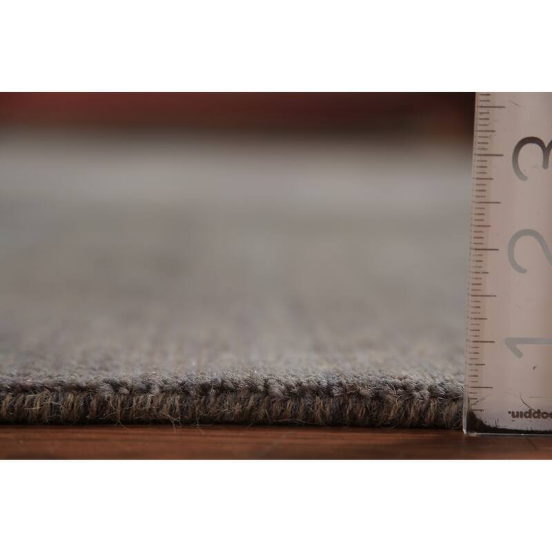 Modern Gabbeh Area Rug Hand-Knotted Grey Oriental Wool Carpet - 9'2" x 11'9"