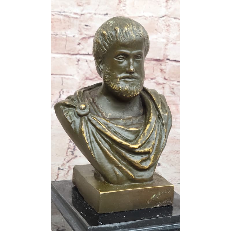 Aristotle Ancient Greek Philosopher Bronze Bust Sculpture - Clical Scholar Art